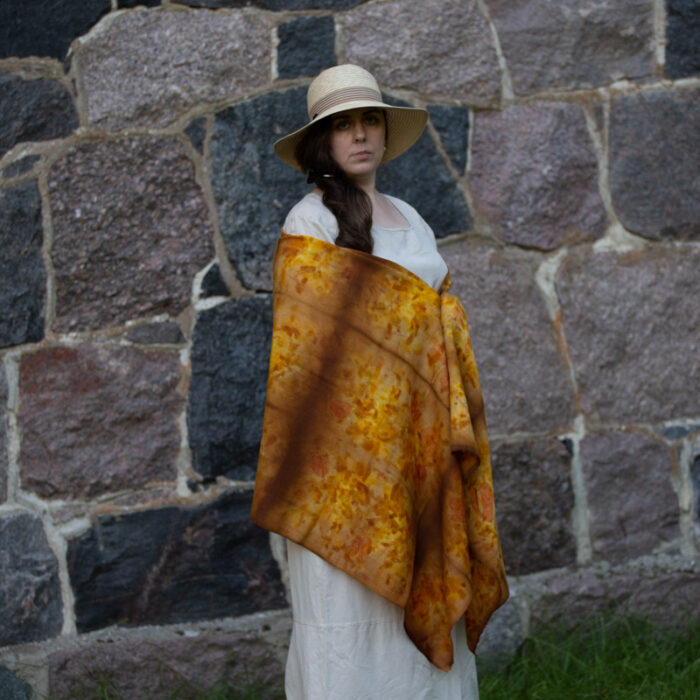 Ecoprinting merino wool scarf